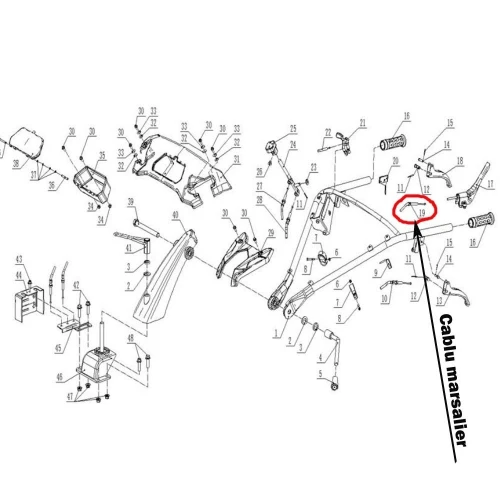 Cablu marsarier RURIS PS1001ksd-5-19, lungime manta 110 cm, lungime totala 120 cm, motocultor Ruris 1001ksd, 1002ksd, 109, 209 Cablu marsarier RURIS PS1001ksd-5-19, lungime manta 110 cm, lungime totala 120 cm, motocultor Ruris 1001ksd, 1002ksd, 109, 209