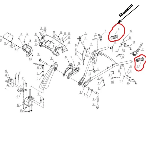Maner suport coarne RURIS PS1001ksd-5-41, pentru motocultor Ruris 1001ksd, 1002ksd Maner suport coarne RURIS PS1001ksd-5-41, pentru motocultor Ruris 1001ksd, 1002ksd