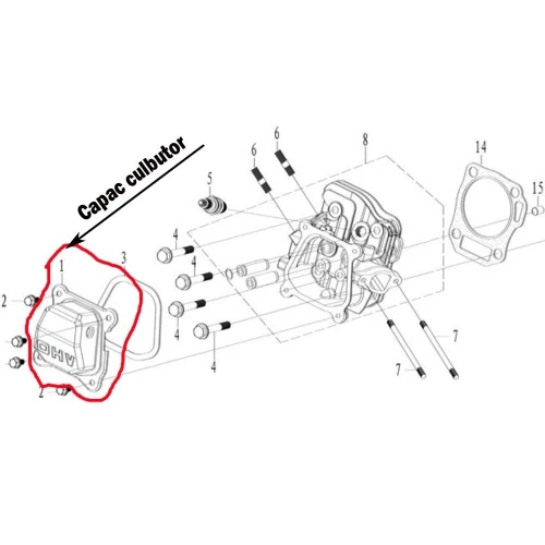 Capac culbutori motor RURIS PS168f-1-1, pentru motosapa Ruris 6 cp, 6.5 cp, 7 cp Capac culbutori motor RURIS PS168f-1-1, pentru motosapa Ruris 6 cp, 6.5 cp, 7 cp