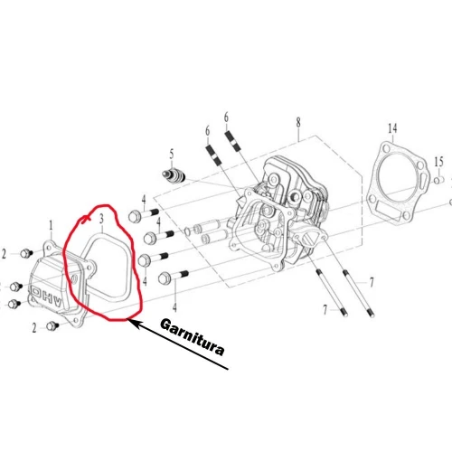 Garnitura capac chiuloasa RURIS PS168f-1-3, pentru motosapa Ruris 6 CP, 6.5 CP, 7 CP Garnitura capac chiuloasa RURIS PS168f-1-3, pentru motosapa Ruris 6 CP, 6.5 CP, 7 CP