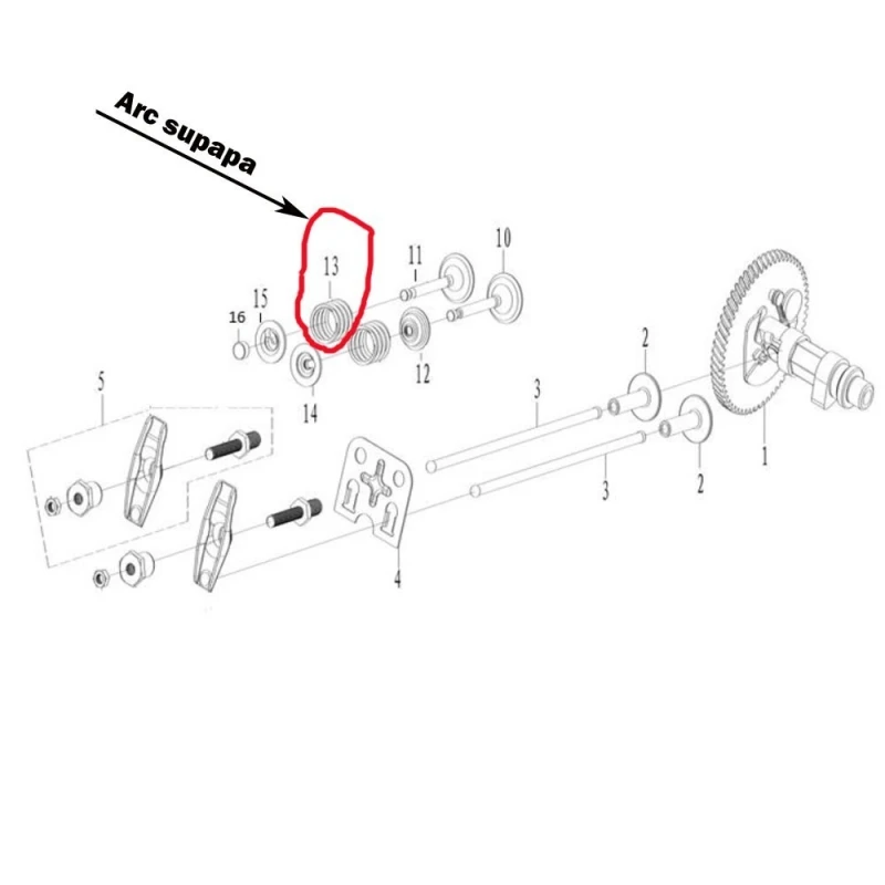 Arc supapa motor RURIS PS168f-5-13, pentru motosapa Ruris 6 cp, 6.5 cp, 7 cp