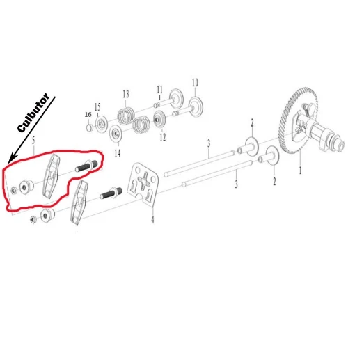 Culbutor RURIS PS168f-5-5, pentru motosapa Ruris 6 cp, 6.5 cp, 7 cp Culbutor RURIS PS168f-5-5, pentru motosapa Ruris 6 cp, 6.5 cp, 7 cp