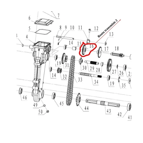 Roata transmisie 2 RURIS PS6500k-1-16, pentru motosapa Dac, Ruris, Zimbru, Gigan Roata transmisie 2 RURIS PS6500k-1-16, pentru motosapa Dac, Ruris, Zimbru, Gigan