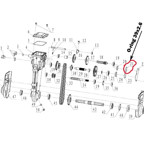 O-ring RURIS PS6500k-1-21, 39 x 2.6 mm, pentru motosapa Ruris 6 cp, 6.5 cp, 7 cp O-ring RURIS PS6500k-1-21, 39 x 2.6 mm, pentru motosapa Ruris 6 cp, 6.5 cp, 7 cp