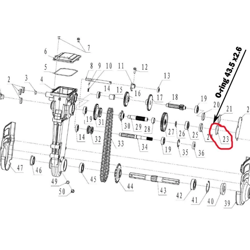 O-ring RURIS PS6500k-1-23, 43.5 x 2.6 mm, pentru motosapa Ruris 6 cp, 6.5 cp, 7 cp