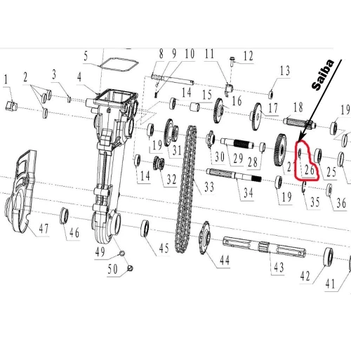 Saiba transmisie RURIS PS6500k-1-26, pentru motosapa Ruris 6 cp, 6.5 cp, 7 cp Saiba transmisie RURIS PS6500k-1-26, pentru motosapa Ruris 6 cp, 6.5 cp, 7 cp