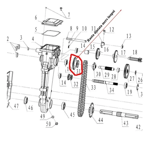 Roata dintata mers inapoi RURIS PS6500k-1-31, pentru motosapa Dac, Ruris, Gigant, Zimbru Roata dintata mers inapoi RURIS PS6500k-1-31, pentru motosapa Dac, Ruris, Gigant, Zimbru