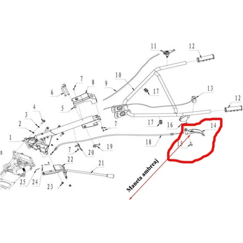 Maneta ambreaj RURIS PS6500k-2-14, pentru motosapa Ruris, Dac, Gigant, Zimbru Maneta ambreaj RURIS PS6500k-2-14, pentru motosapa Ruris, Dac, Gigant, Zimbru