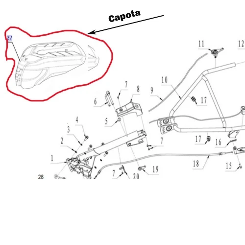 Capota RURIS PS6500k-2-27, pentru motosapa Ruris 7500acc Capota RURIS PS6500k-2-27, pentru motosapa Ruris 7500acc
