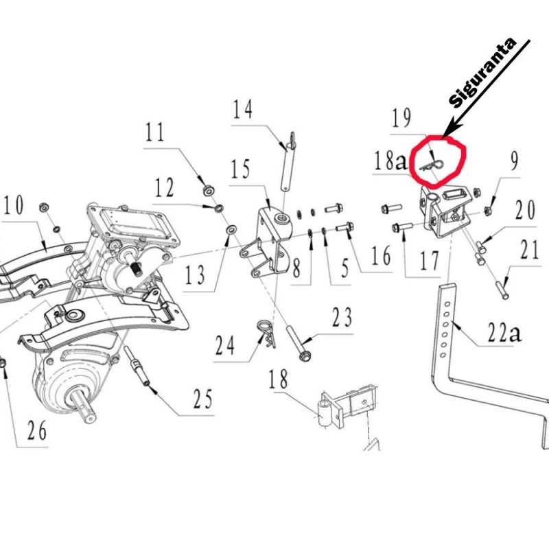 Siguranta bolt suport RURIS PS6500k-3-19, pentru motosapa Ruris 6 cp, 6.5 cp, 7 cp