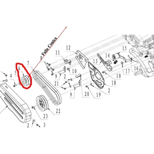 Fulie conica RURIS PS6500k-4-6, pentru motosapa Dac, Ruris, Gigant, Zimbru Fulie conica RURIS PS6500k-4-6, pentru motosapa Dac, Ruris, Gigant, Zimbru