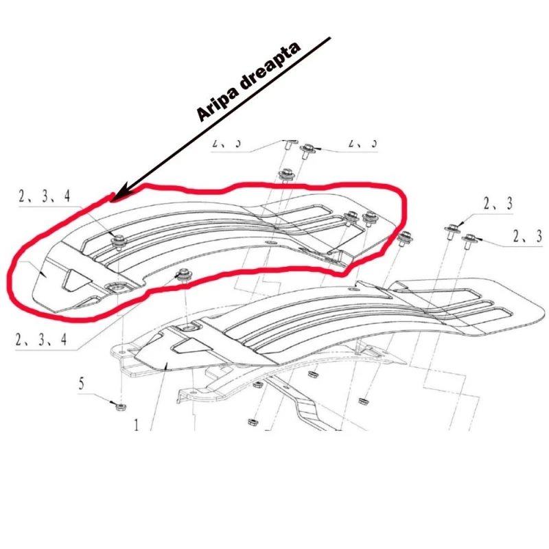 Aripa dreapta RURIS PS6500k-5-6, pentru motosapa Ruris 6 cp, 6.5 cp, 7 cp