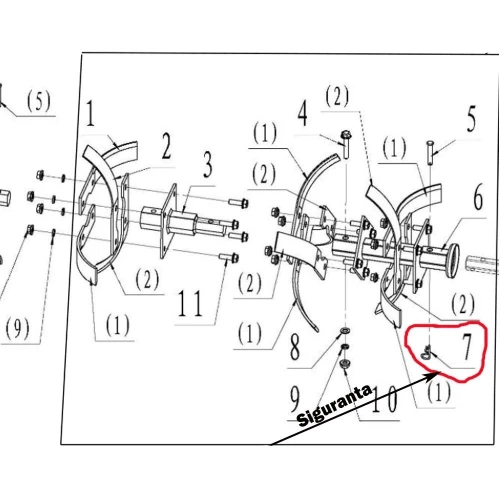 Siguranta fixare freza RURIS PS6500k-7-7, pentru motosapa Ruris 6 cp, 6.5 cp, 7 cp Siguranta fixare freza RURIS PS6500k-7-7, pentru motosapa Ruris 6 cp, 6.5 cp, 7 cp