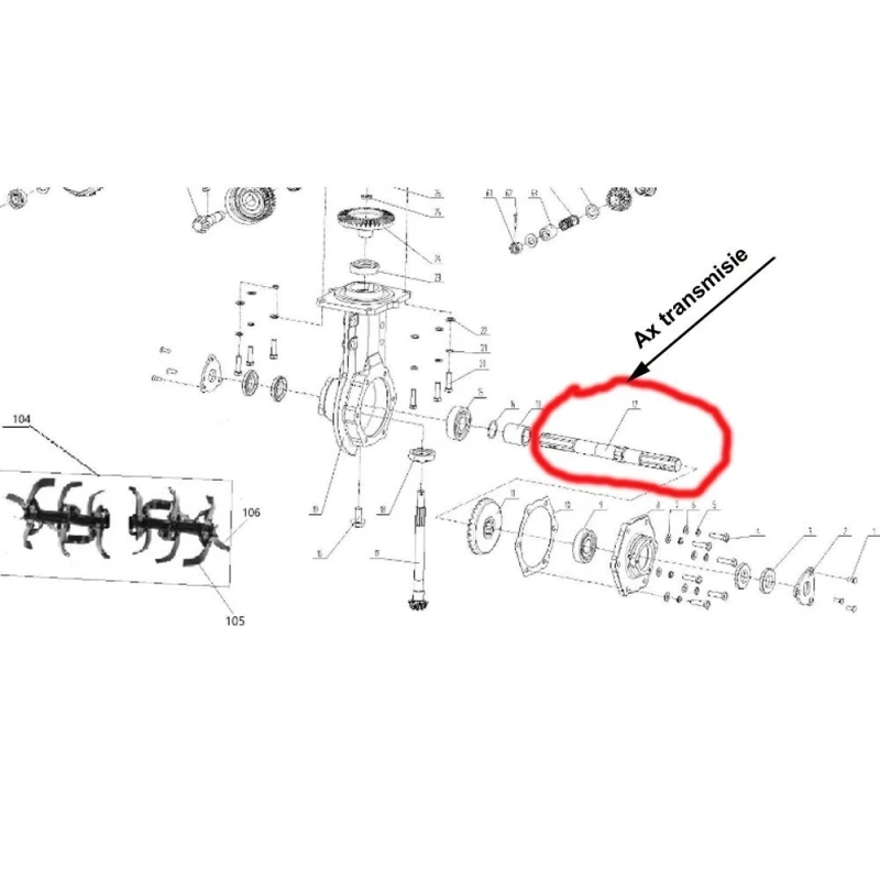 Ax transmisie RURIS PS731-2-12, pentru motocultor Ruris 731K