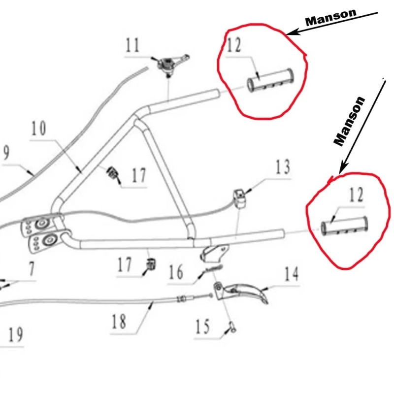 Manson coarne RURIS PSR550650-81, pentru motocultoarele Ruris S550