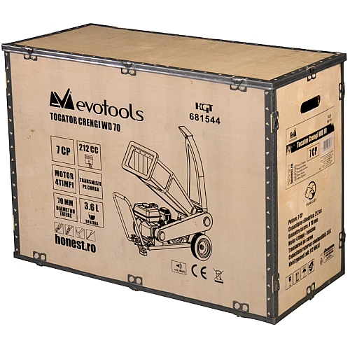 Tocator pentru crengi, model WD70 Epto, putere 7 CP, transmisie pe curea, Evotools