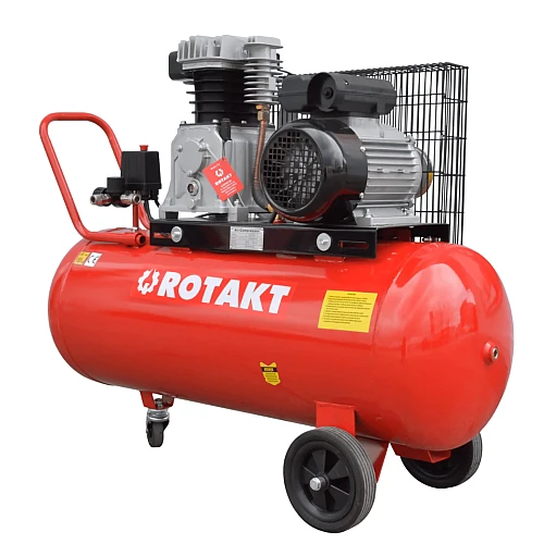 Compresor cu piston Rotakt ROCP‑100‑10, Putere 2.2 kW, presiune 8 bar, debit 250 l/min, capacitate 100