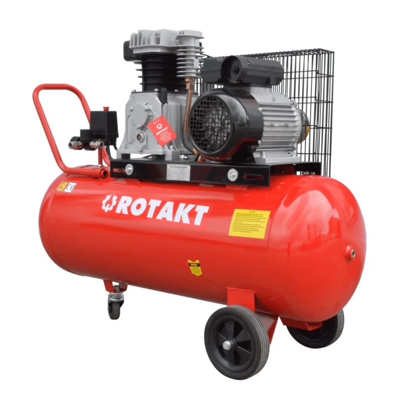 Compresor cu piston Rotakt ROCP‑100‑10, Putere 2.2 kW, presiune 8 bar, debit 250 l/min, capacitate 100