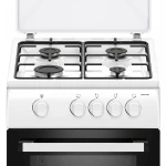 Aragaz Samus SM561ABS, 4 Arzatoare gaz, Cuptor gaz, Siguranta plita si cuptor, Geam dublu la cuptor, Alb