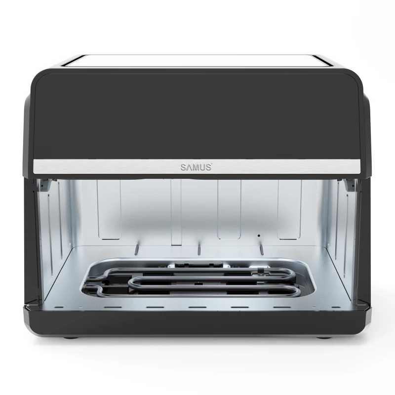 Friteuza dubla cu aer cald Samus AF9DUO-S2600DW, 9 l, 2600 W, Timer 0-60 minute, Fereastra, 10 programe, Temperatura ajutabila 50-200 C (Negru) Friteuza dubla cu aer cald Samus AF9DUO-S2600DW, 9 l, 2600 W, Timer 0-60 minute, Fereastra, 10 programe, Temperatura ajutabila 50-200 C (Negru)
