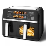Friteuza dubla cu aer cald Samus AF9DUO-S2600DW, 9 l, 2600 W, Timer 0-60 minute, Fereastra, 10 programe, Temperatura ajutabila 50-200 C (Negru) Friteuza dubla cu aer cald Samus AF9DUO-S2600DW, 9 l, 2600 W, Timer 0-60 minute, Fereastra, 10 programe, Temperatura ajutabila 50-200 C (Negru)