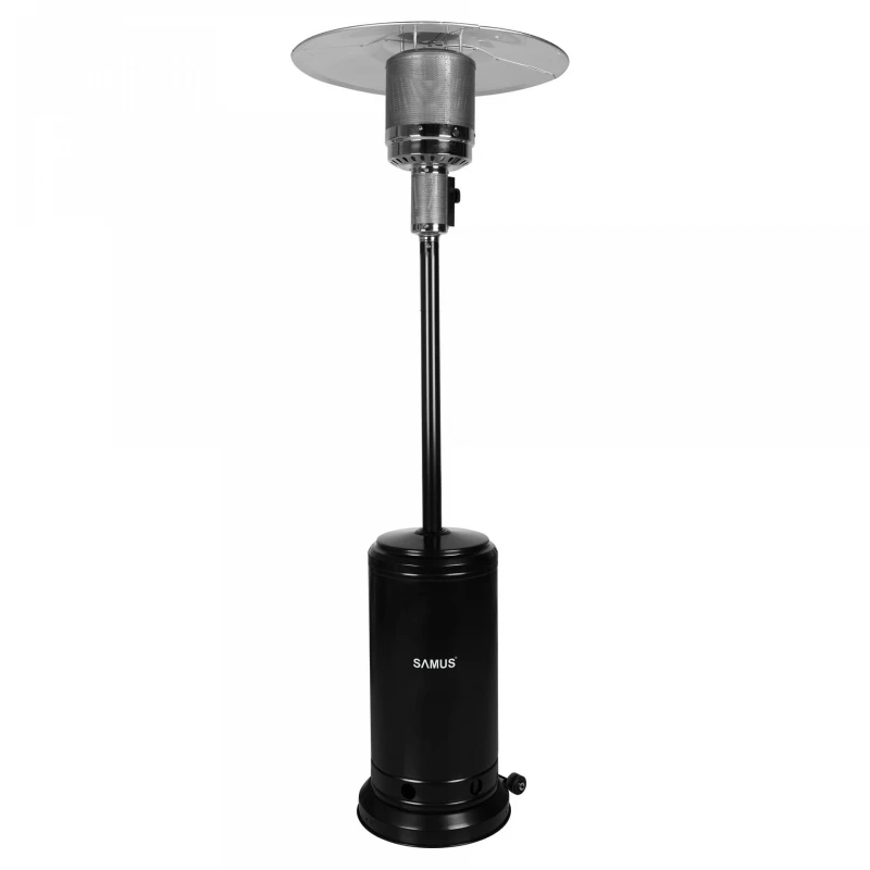 Incalzitor de terasa pe gaz Samus ITGS-14000B2, 5000-14000 kW, Arzator inox, Intrerupator anti-inclinare, Dispozitiv de oprire automata a flacarii, Set regulator gaz (Negru)