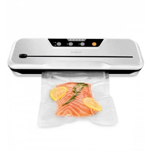 Aparat de vidat si sigilat Samus VACUUMALL, 110 W, Capacitate pompa ~ 80 kpa (9 litri/min), Setare tip aliment, sigilare, vidare + sigilare, conexiune la vid extern, Rezervor captare lichid (15 ml)