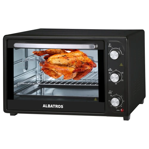 Cuptor electric Albatros A50BRCL2, Rotisor, Convectie, Lumina interioara, 50 litri, 2000 W, Negru Cuptor electric Albatros A50BRCL2, Rotisor, Convectie, Lumina interioara, 50 litri, 2000 W, Negru
