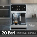 Espressor Automat Samus INFINITY 20, 1350 W, 20 Bari, Rezervor apa 1800 ml, Rezervor lapte 500 ml, 7 Optiuni de cafea, Duza spumare lapte si tavita de colectare detasabile, Negru/Inox