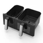 Friteuza dubla cu aer cald Samus AF9DUO-S2600DW, 9 l, 2600 W, Timer 0-60 minute, Fereastra, 10 programe, Temperatura ajutabila 50-200 C (Negru) Friteuza dubla cu aer cald Samus AF9DUO-S2600DW, 9 l, 2600 W, Timer 0-60 minute, Fereastra, 10 programe, Temperatura ajutabila 50-200 C (Negru)
