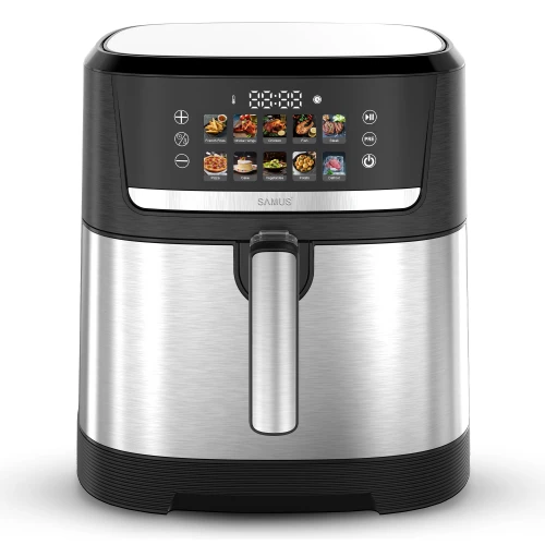 Friteuza cu aer cald Samus AF8.5-S2000DW, 2000 W, capacitate 8.5 litri, control digital tactil, 10 programe presetate, Tehnologia Fry-Force 360 grade Friteuza cu aer cald Samus AF8.5-S2000DW, 2000 W, capacitate 8.5 litri, control digital tactil, 10 programe presetate, Tehnologia Fry-Force 360 grade