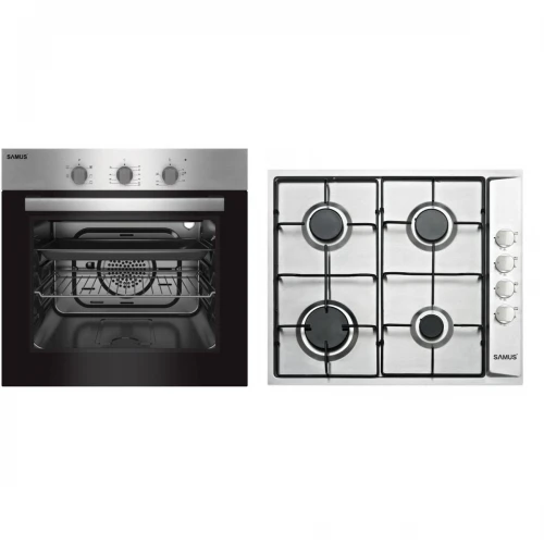 Pachet Samus V4 Cuptor incorporabil Samus SC616GTXV, Electric, 56 L, 5 functii + Plita incorporabila Samus PSG-64SX, 4 Arzatoare, Gaz, Sistem de siguranta (Negru/Inox) Pachet Samus V4 Cuptor incorporabil Samus SC616GTXV, Electric, 56 L, 5 functii + Plita incorporabila Samus PSG-64SX, 4 Arzatoare, Gaz, Sistem de siguranta (Negru/Inox)