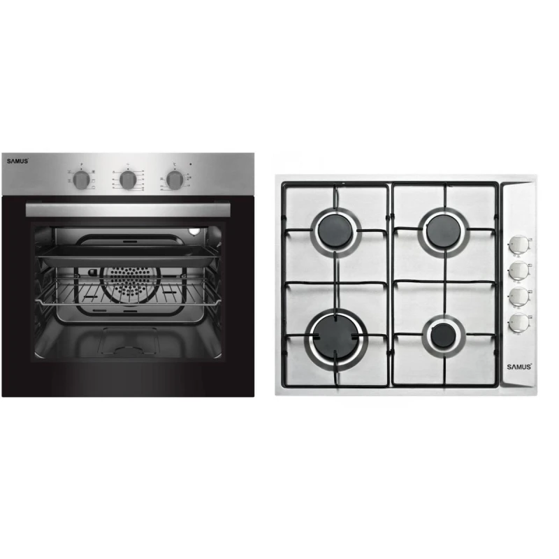 Pachet Samus V4 Cuptor incorporabil Samus SC616GTXV, Electric, 56 L, 5 functii + Plita incorporabila Samus PSG-64SX, 4 Arzatoare, Gaz, Sistem de siguranta (Negru/Inox) Pachet Samus V4 Cuptor incorporabil Samus SC616GTXV, Electric, 56 L, 5 functii + Plita incorporabila Samus PSG-64SX, 4 Arzatoare, Gaz, Sistem de siguranta (Negru/Inox)