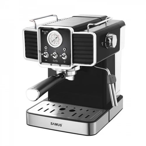 Espressor Samus BARISTA 20, 1350 W, 20 Bari, 1500 ml Rezervor apa, Negru/Inox Espressor Samus BARISTA 20, 1350 W, 20 Bari, 1500 ml Rezervor apa, Negru/Inox