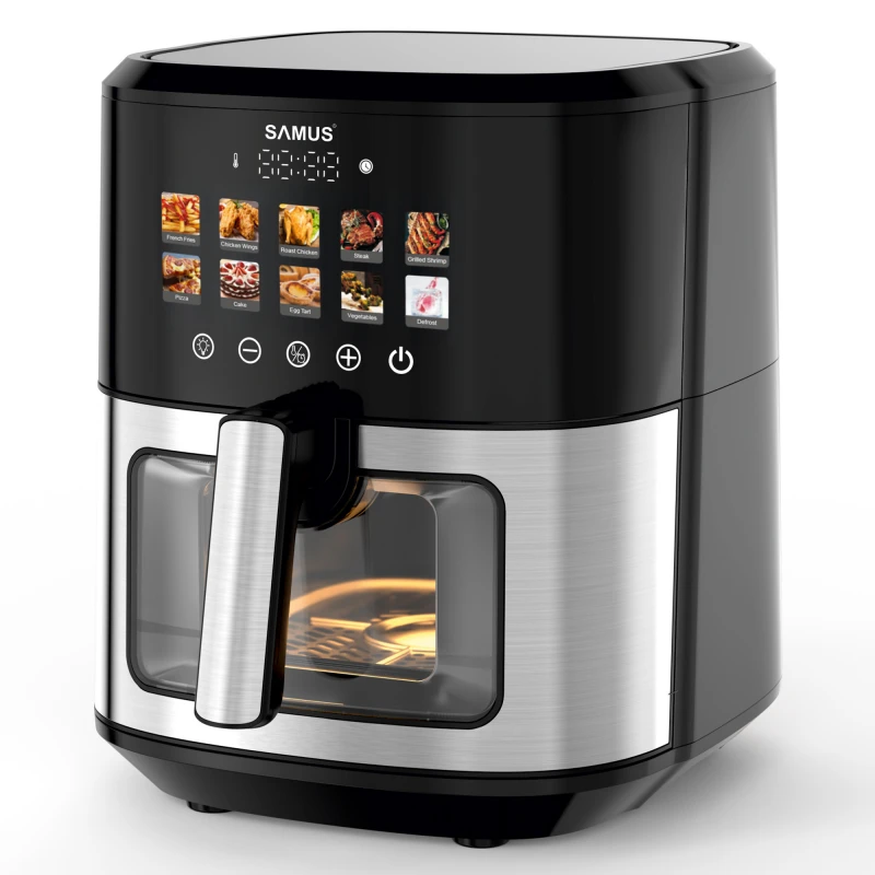 Friteuza cu aer cald Samus AF6.5H-S1701DW, 6.5 l, 1700 W, Timer 0-60 minute, 10 programe (Negru/Inox) Friteuza cu aer cald Samus AF6.5H-S1701DW, 6.5 l, 1700 W, Timer 0-60 minute, 10 programe (Negru/Inox)
