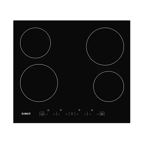Plita incorporabila Samus PSVE-64BG3, Vitroceramica, 4 arzatoare, 60 cm, Touch Control, Timer, Negru