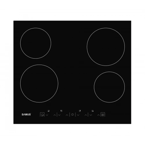 Plita incorporabila Samus PSVE-64BG3, Vitroceramica, 4 arzatoare, 60 cm, Touch Control, Timer, Negru Plita incorporabila Samus PSVE-64BG3, Vitroceramica, 4 arzatoare, 60 cm, Touch Control, Timer, Negru