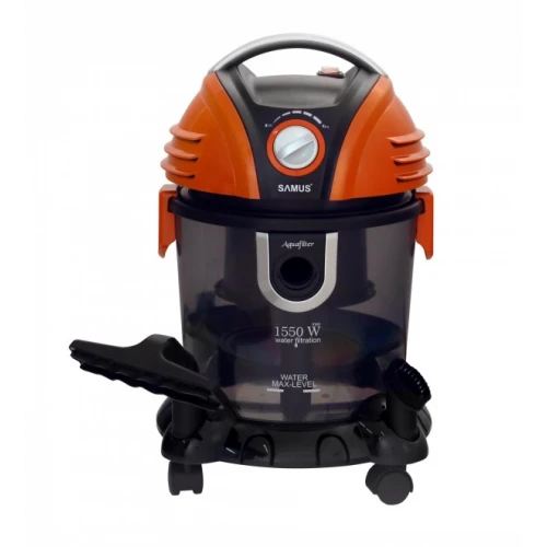 Aspirator cu filtrare prin apa Samus Aquafilter Orange, 1550 W, Umed/uscat, 15 L, Functie suflare aer, Perie pentru aspirare lichide, Filtru HEPA, Portocaliu Aspirator cu filtrare prin apa Samus Aquafilter Orange, 1550 W, Umed/uscat, 15 L, Functie suflare aer, Perie pentru aspirare lichide, Filtru HEPA, Portocaliu