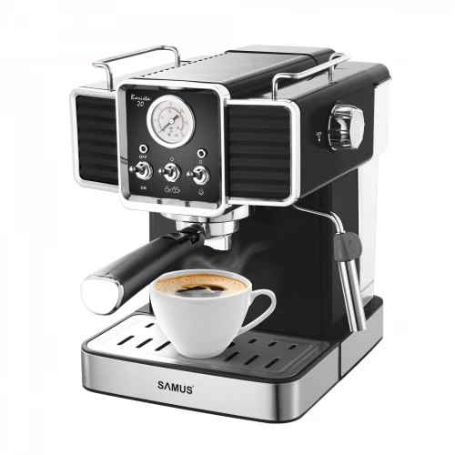 Espressor Samus BARISTA 20, 1350 W, 20 Bari, 1500 ml Rezervor apa, Negru/Inox Espressor Samus BARISTA 20, 1350 W, 20 Bari, 1500 ml Rezervor apa, Negru/Inox