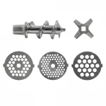 Masina de tocat carne Samus SMT2200X, 2200 W, Cutit din inox, 1 viteza + revers, 3 site din otel, Accesoriu rosii, Accesoriu pentru carnati, Negru/Inox