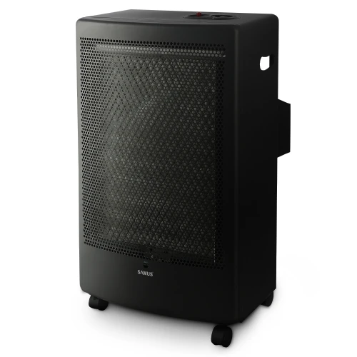 Soba Samus RS426C, Doua trepte de putere: 1.3 kW / 3.0 kW, Aprindere piezoelectrica, Arzator catalitic de clasa superioara, Butelie de gaz de pana la 13 kg, Tip de gaz: GPL / Butan / Propan, Negru Soba Samus RS426C, Doua trepte de putere: 1.3 kW / 3.0 kW, Aprindere piezoelectrica, Arzator catalitic de clasa superioara, Butelie de gaz de pana la 13 kg, Tip de gaz: GPL / Butan / Propan, Negru