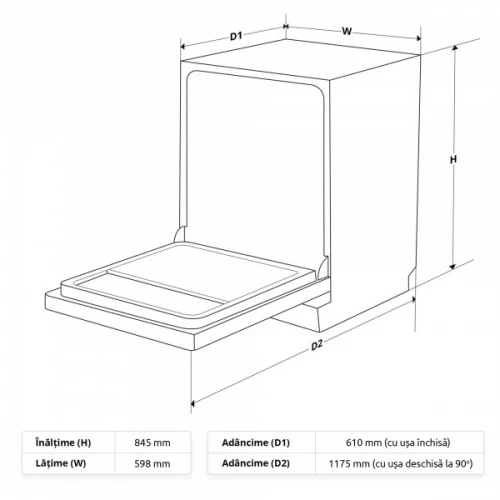 Masina de spalat vase Samus SDW61.6, 12 seturi, 6 programe, Clasa E, 59.8 cm Masina de spalat vase Samus SDW61.6, 12 seturi, 6 programe, Clasa E, 59.8 cm