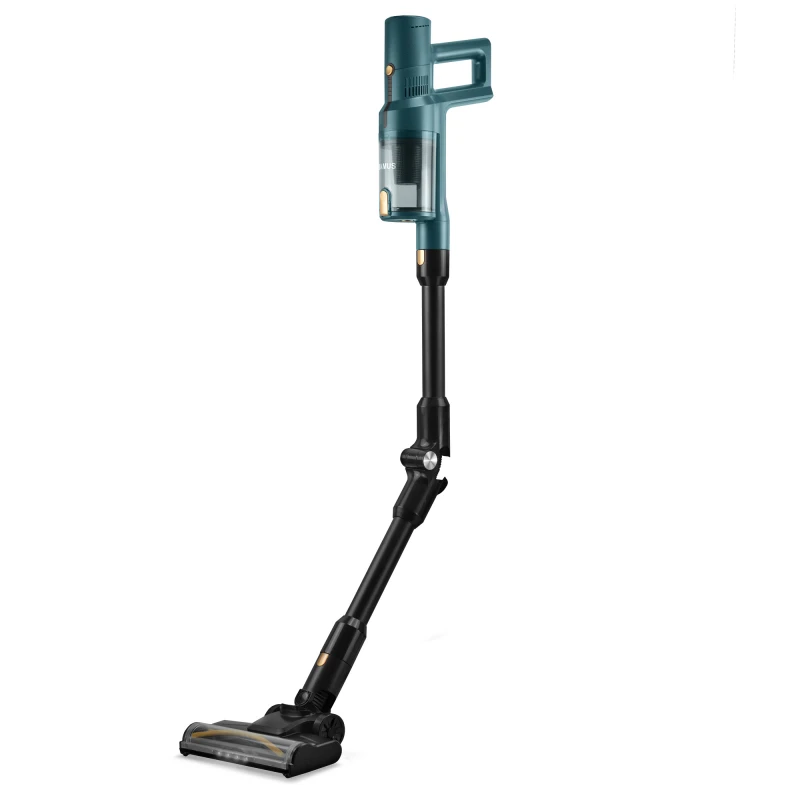 Aspirator vertical fara fir 2 in 1 Samus Power Flex Pro, 350W, Putere de aspirare 23 kpa, Afisaj led cu functii, Recipient praf 0.5 l, Autonomie 45 min, 2 trepte de aspirare, perie rotativa cu leduri, turcoaz