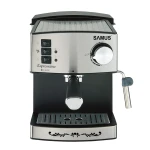 Espressor Samus Espressimo Silver, 15 bari, 1.6 L, Filtru inox, Duza abur pentru cappuccino, Plita preincalzire cesti, Negru/Inox