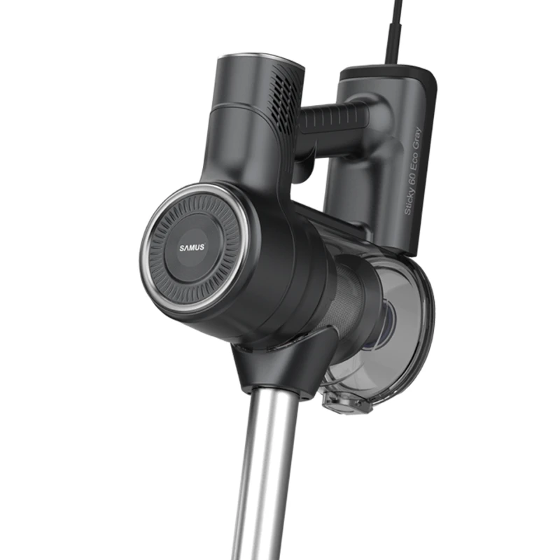 Aspirator vertical 2 in 1 Samus Sticky 60 Eco Gray, Motor 600 W, Putere aspirare 180 W (16 kPa), Sistem de aspirare tip cyclonic, Capacitate rezervor 800 ml, Filtru hepa, Gri