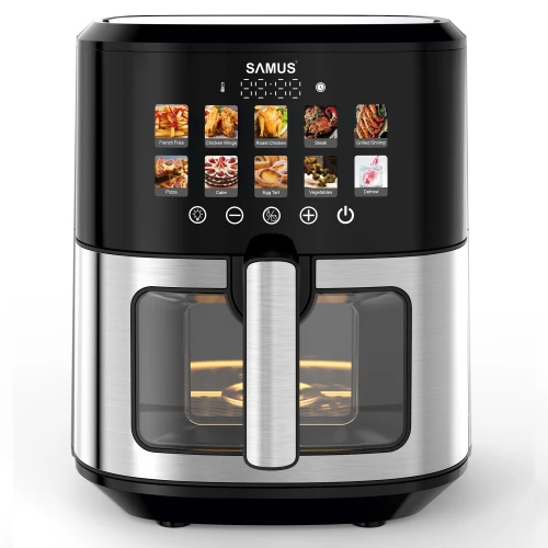 Friteuza cu aer cald Samus AF6.5H-S1701DW, 6.5 l, 1700 W, Timer 0-60 minute, 10 programe (Negru/Inox) Friteuza cu aer cald Samus AF6.5H-S1701DW, 6.5 l, 1700 W, Timer 0-60 minute, 10 programe (Negru/Inox)