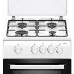 Aragaz Samus SM561ANS, 4 Arzatoare gaz, Cuptor pe gaz, Siguranta plita si cuptor, Geam dublu la cuptor, Alb