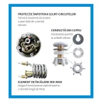 Robinet instant apa calda Albatros Aqualiente, Element de incalzire al apei din inox, 3000 W, Alb
