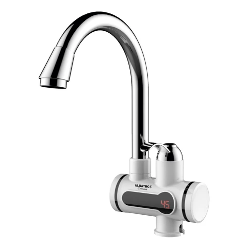 Robinet instant apa calda Albatros Premium, Element de incalzire al apei din inox, Afisaj LCD, 3000 W, Alb Robinet instant apa calda Albatros Premium, Element de incalzire al apei din inox, Afisaj LCD, 3000 W, Alb