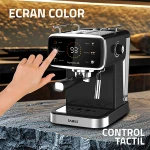 Espressor Samus Impression 20, 20 bari, 5 optiuni cafea, Touch Control, rezervor apa 1.5l, 1350W, Ecran afisare temperatura apa, Sistem electronic de incalzire, Negru